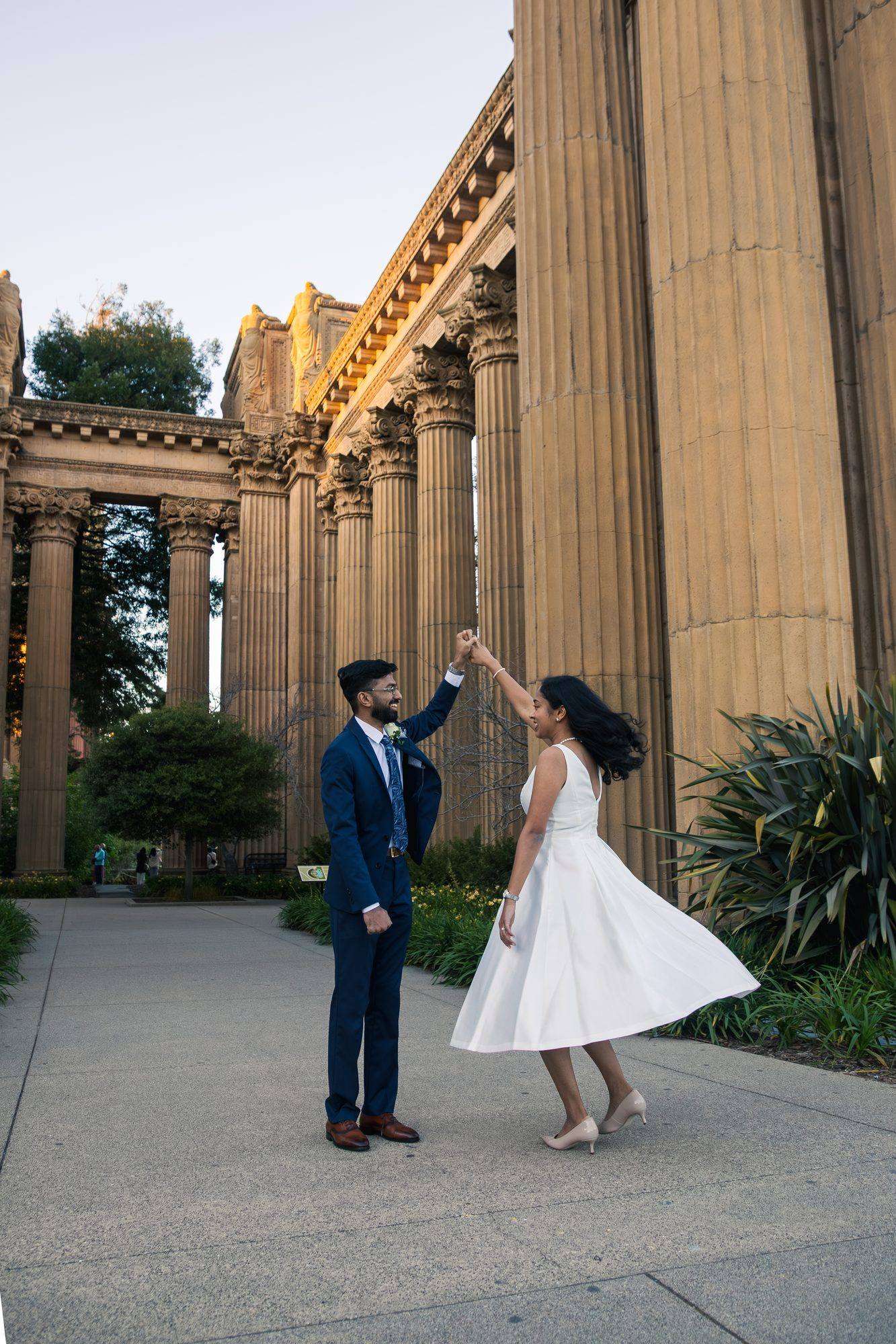 Spinning under the columns