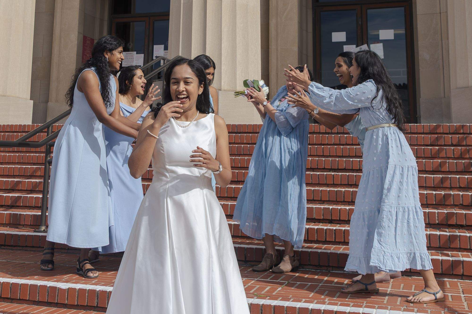 Bridesmaids celebrating
